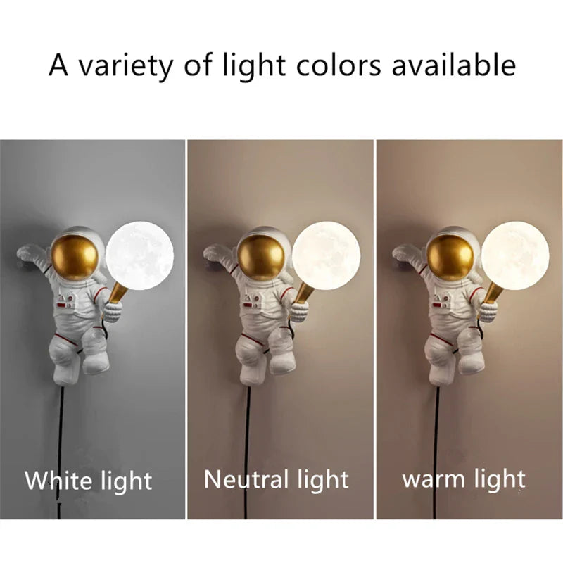 Nordic LED Astronaut Moon Lamp, Children's Room Decoration