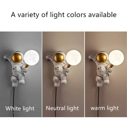 Nordic LED Astronaut Moon Lamp, Children's Room Decoration