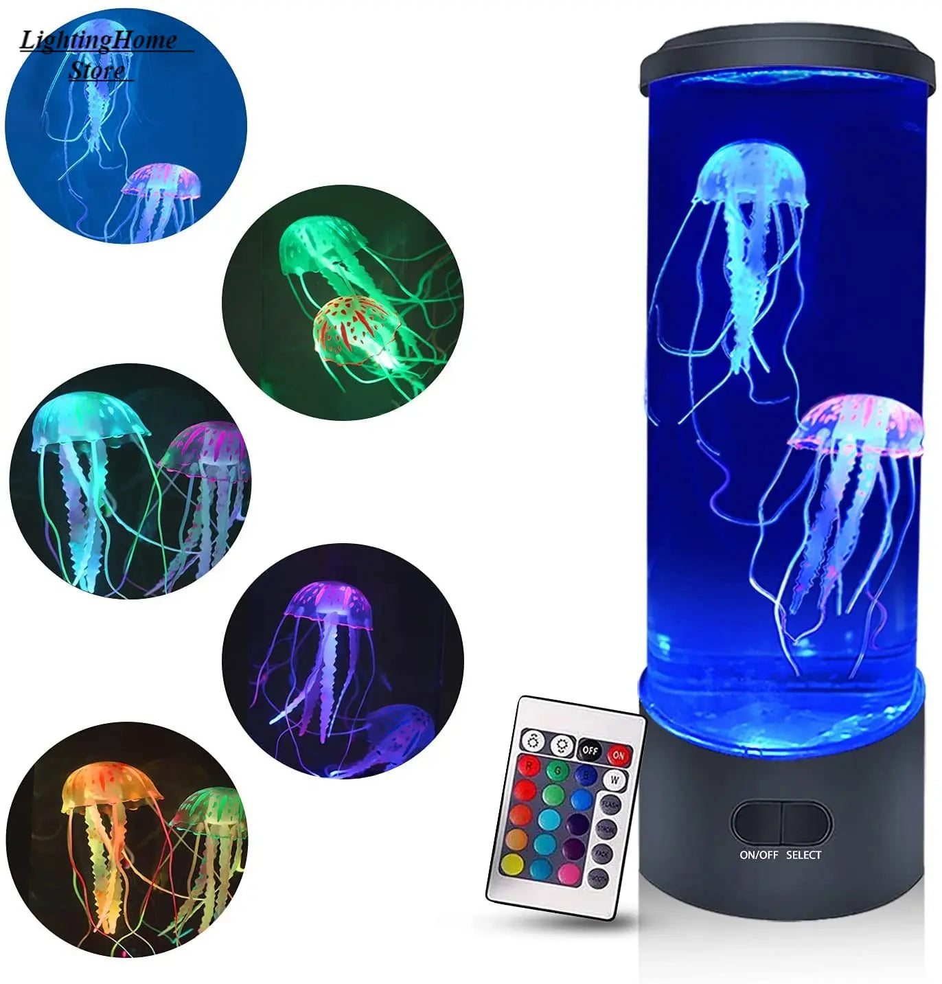 LED color-changing jellyfish lamp with remote control