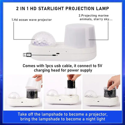 Star and Ocean Wave Projector with 6 Patterns