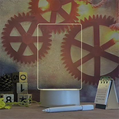 Transparent LED lamp, acrylic, with a writing board and calendar