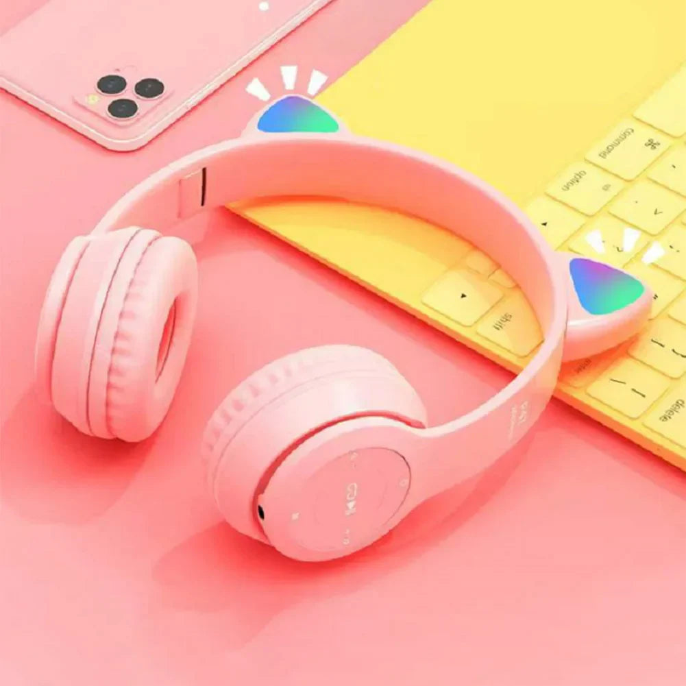 Wireless headphones with LED, cat ears, for children