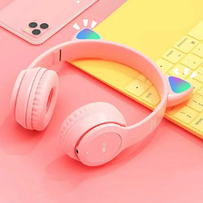 Wireless headphones with LED, cat ears, for children