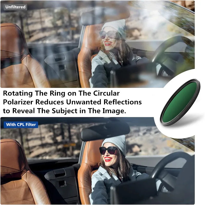 CPL 37-82mm polarizing filter, ultra slim frame