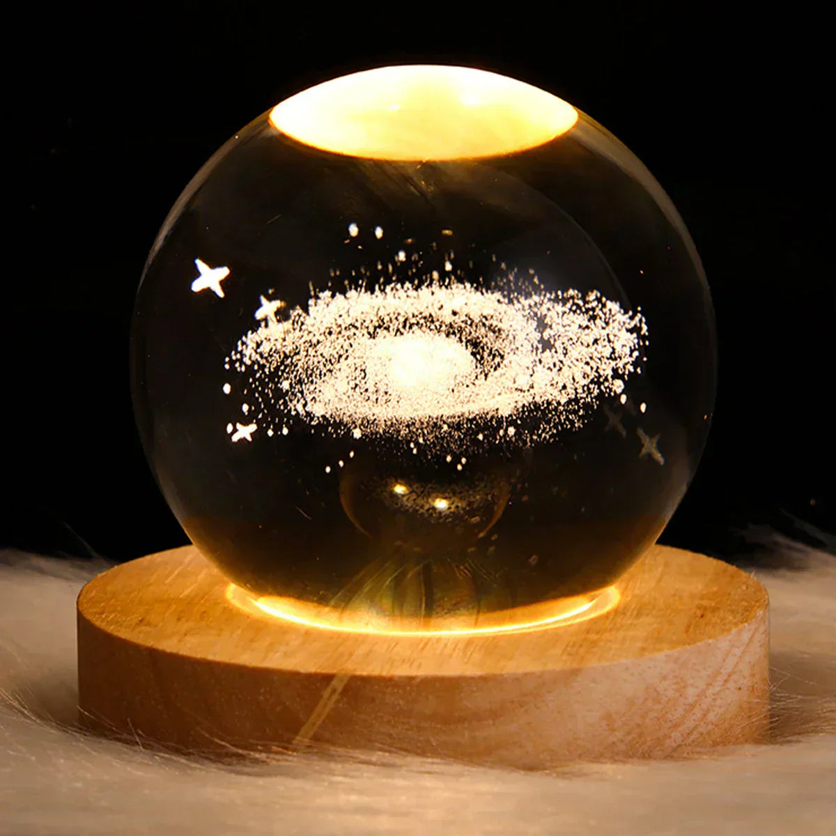 Crystal galactic lamp with astronaut