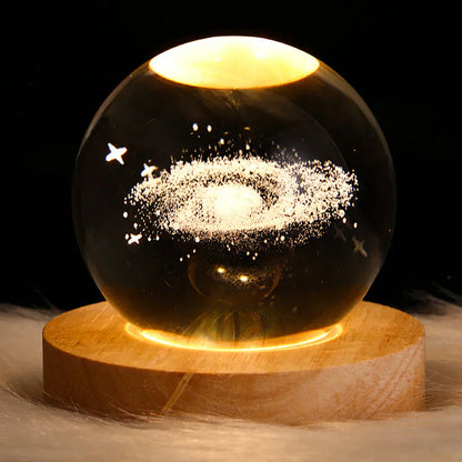 Crystal galactic lamp with astronaut