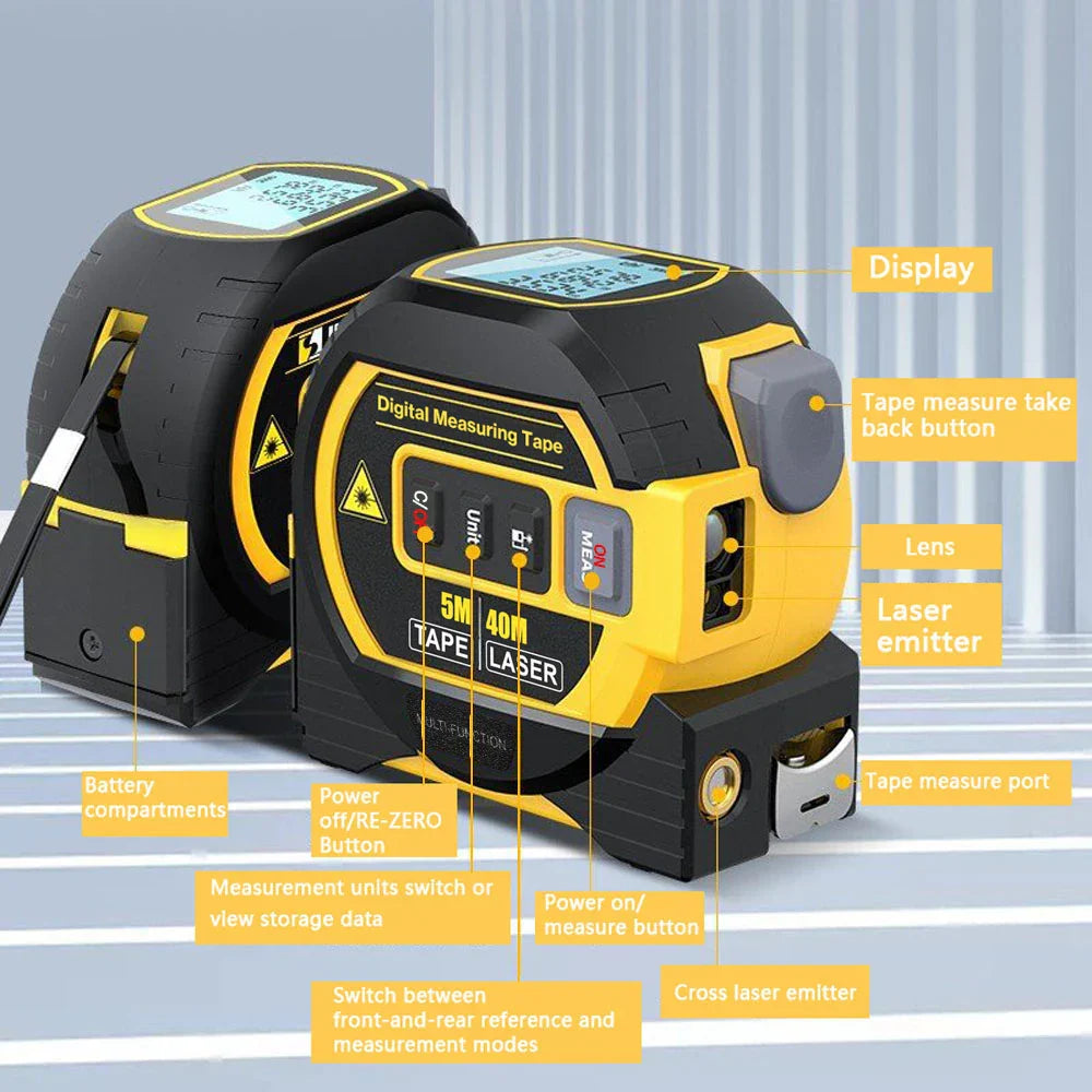 5m Laser Measurer, Digital Steel Tape Measure