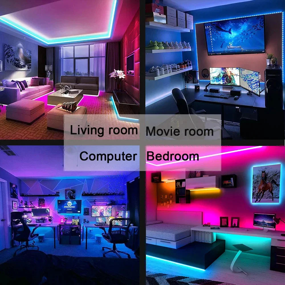 RGB 5050 SMD LED strip, Bluetooth, USB, self-adhesive for TV and desk