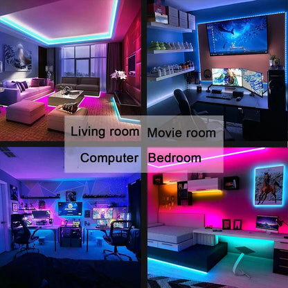 RGB 5050 SMD LED strip, Bluetooth, USB, self-adhesive for TV and desk