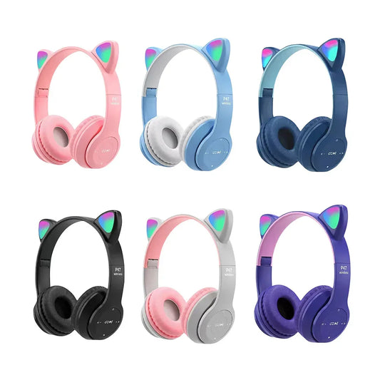 Wireless headphones with LED, cat ears, for children