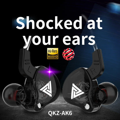 Headphones QKZ AK6, 6 drivers, with microphone, stereo, HIFI