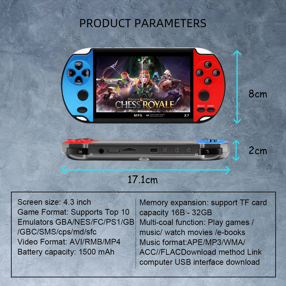 GAMINJA X7 game console, 4.3 inches, 10000 built-in games