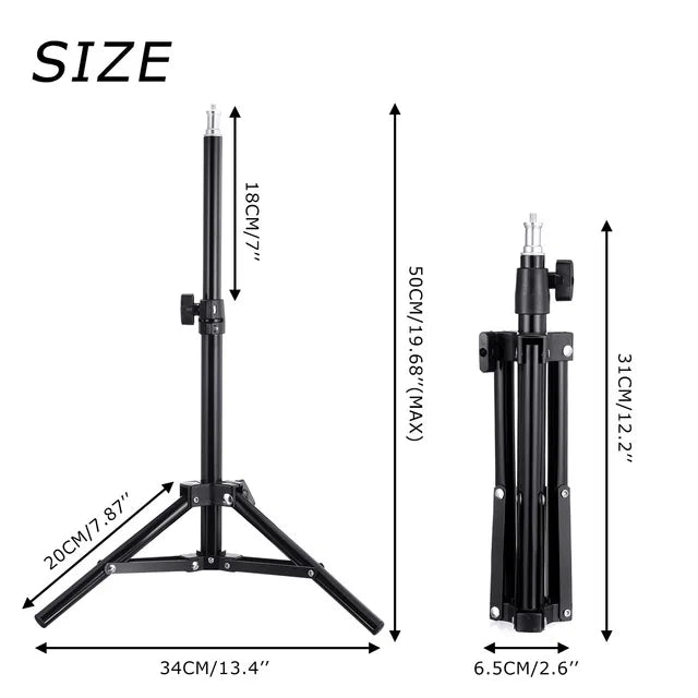 LED selfie light, remote control, phone tripod