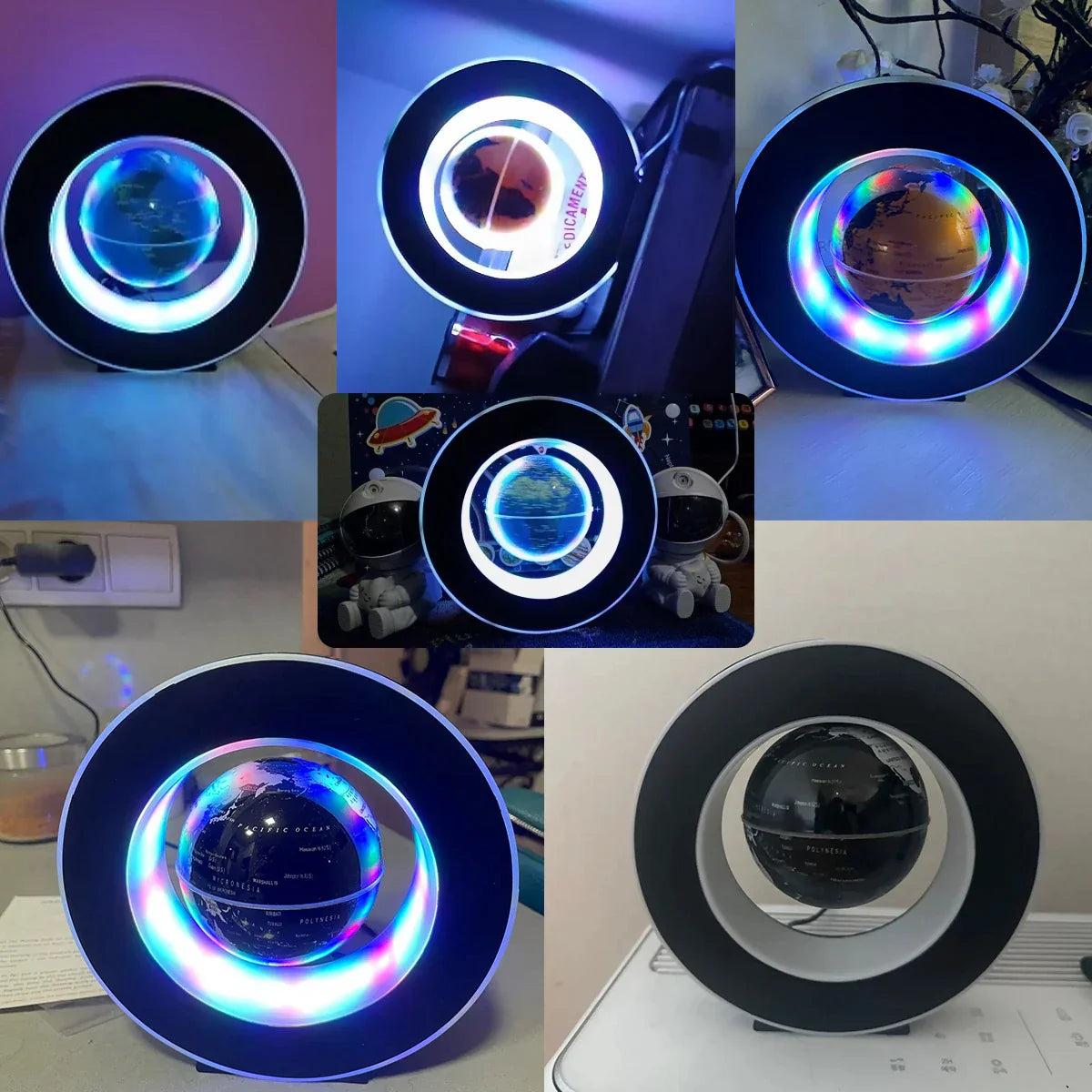 World map, magnetic globe, glowing, rotating, birthday present