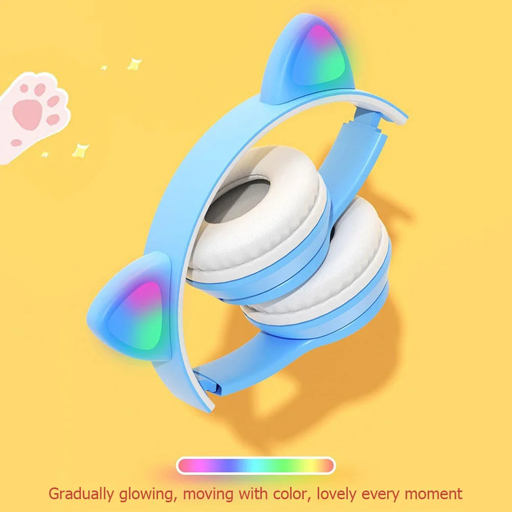 Wireless headphones with LED, cat ears, for children