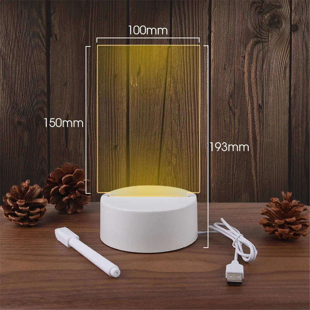 Transparent LED lamp, acrylic, with a writing board and calendar