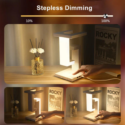 Levitating lamp with 10W wireless charger, bedroom office decoration