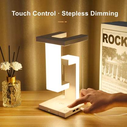 Levitating lamp with 10W wireless charger, bedroom office decoration