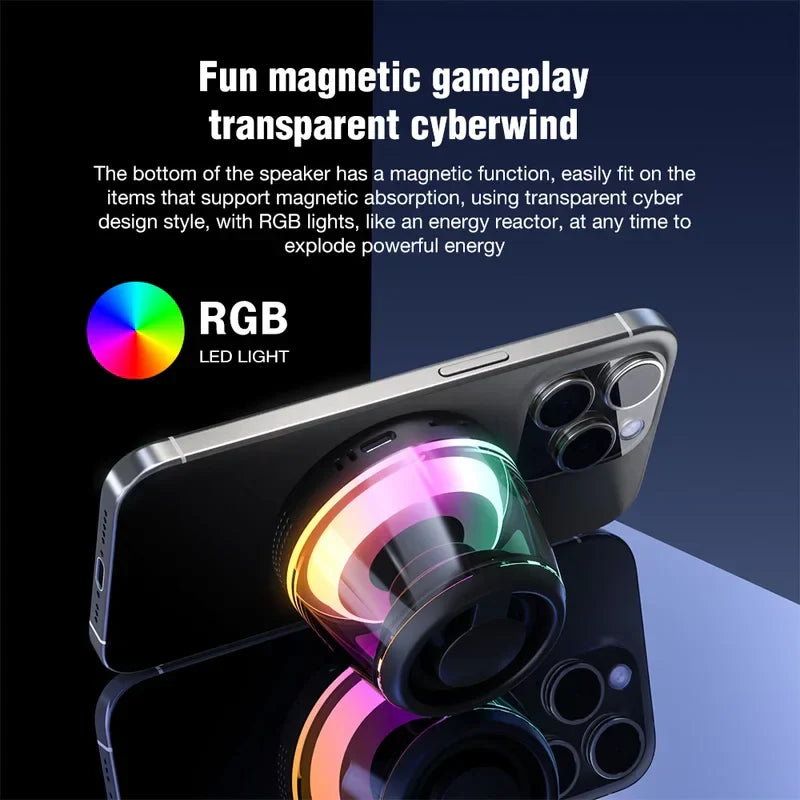 Magnetic RGB Bluetooth Speaker, Portable with Phone Holder