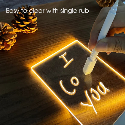 Transparent LED lamp, acrylic, with a writing board and calendar