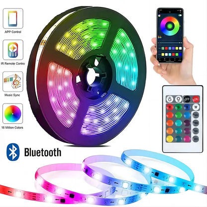 RGB 5050 SMD LED strip, Bluetooth, USB, self-adhesive for TV and desk