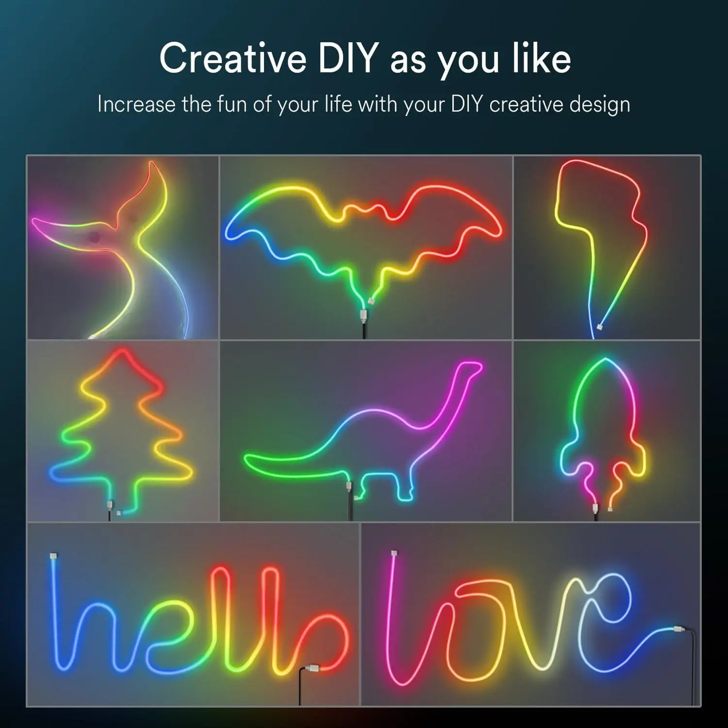 RGBIC Neon LED Strip, Waterproof, Wall Decoration
