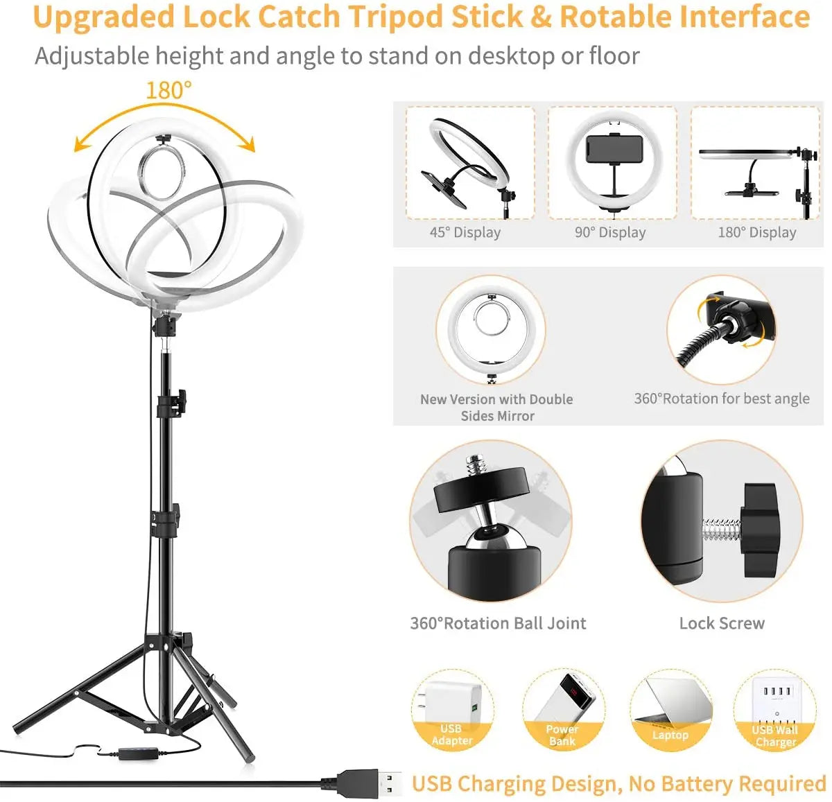 LED selfie light, remote control, phone tripod