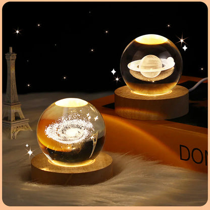 Crystal galactic lamp with astronaut