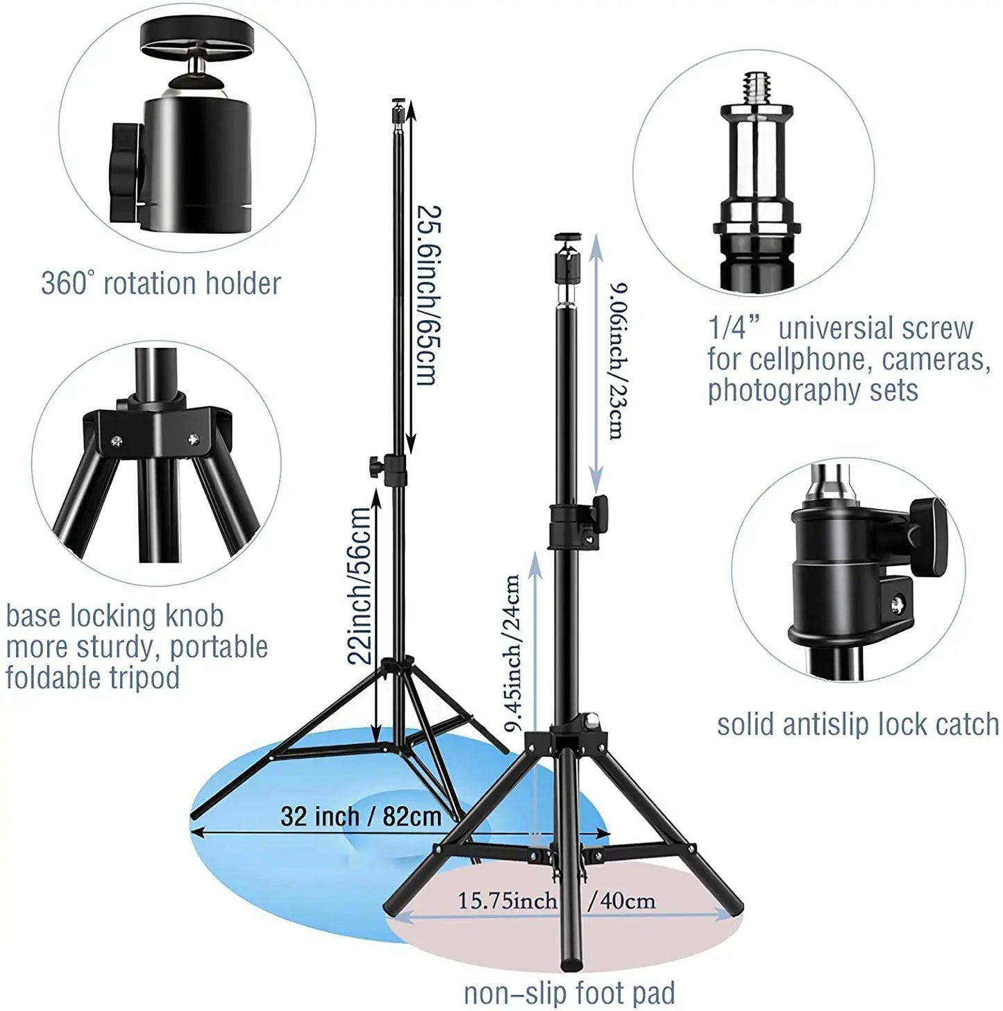 LED selfie light, remote control, phone tripod