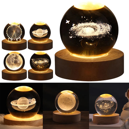 Crystal galactic lamp with astronaut