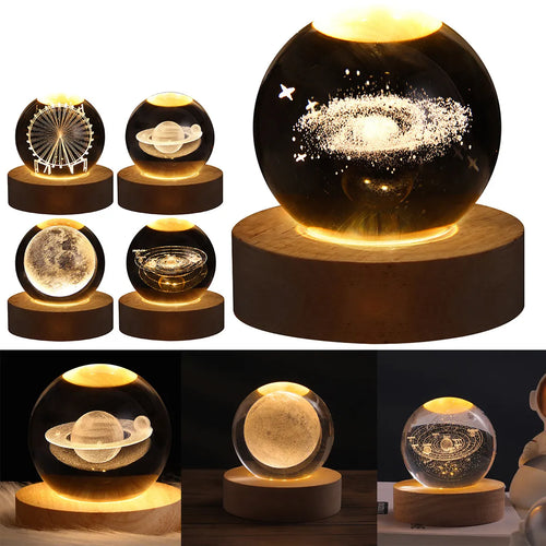 Crystal galactic lamp with astronaut