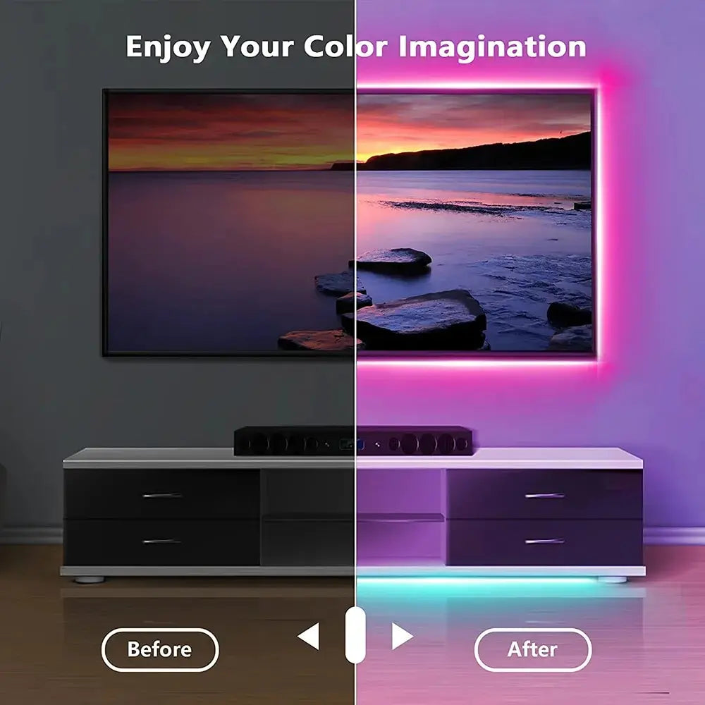 RGB 5050 SMD LED strip, Bluetooth, USB, self-adhesive for TV and desk