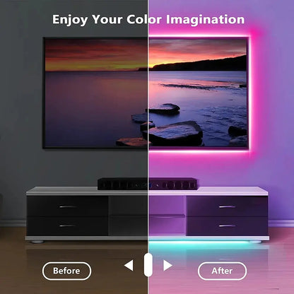 RGB 5050 SMD LED strip, Bluetooth, USB, self-adhesive for TV and desk