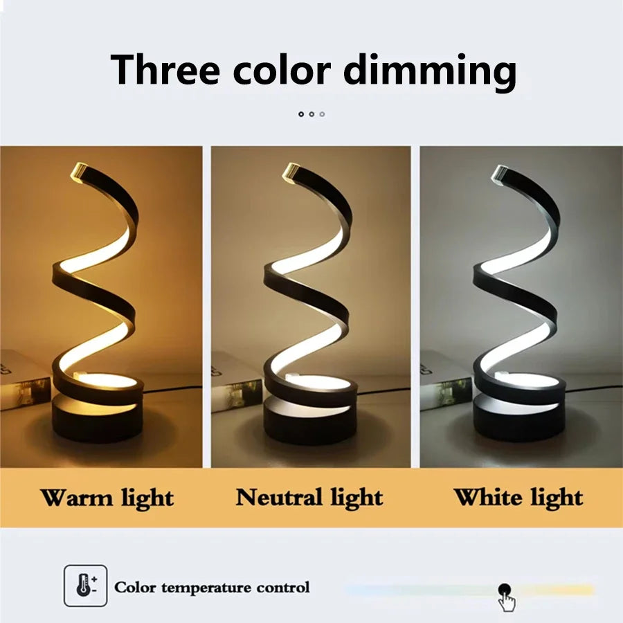 LED night light, spiral, dimmable, bedroom decoration