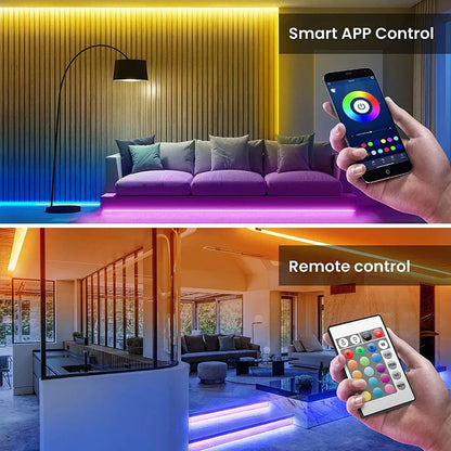 RGB 5050 SMD LED strip, Bluetooth, USB, self-adhesive for TV and desk