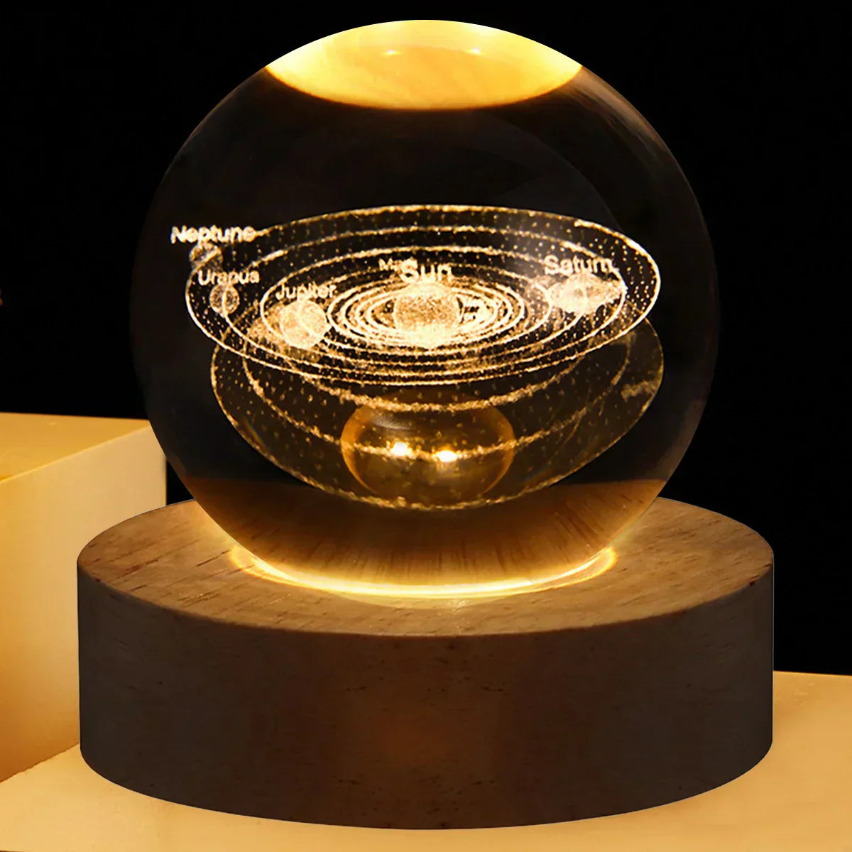Crystal galactic lamp with astronaut