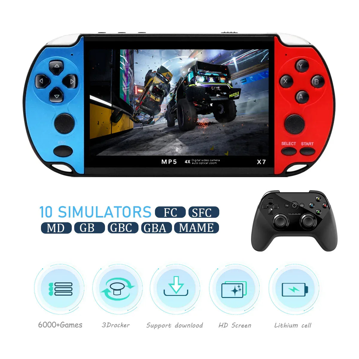 GAMINJA X7 game console, 4.3 inches, 10000 built-in games